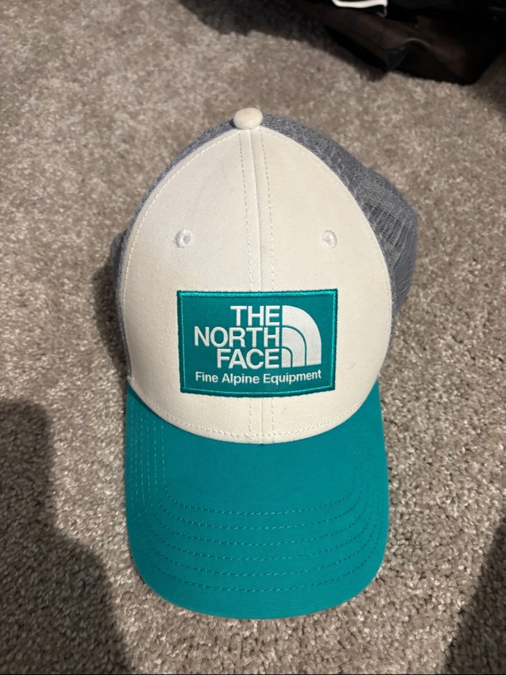 The North Face Teal and White Mesh-Back Trucker Cap